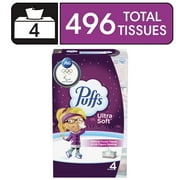 Puffs Ultra Soft Facial Tissues, 4 Family Size Boxes, 124 Facial Tissues per Box