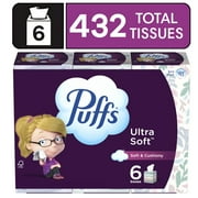 Puffs Ultra Soft Facial Tissues, 6 Mega Cube Box, 72 Facial Tissues Per Box