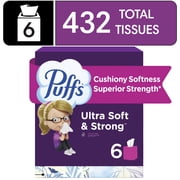 Puffs Ultra Soft Facial Tissues, 6 Cube Boxes, 72 Facial Tissues Per Box