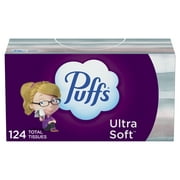 Puffs Ultra Soft Facial Tissues, Family Size Box, 124 Facial Tissues per Box, 1 Count