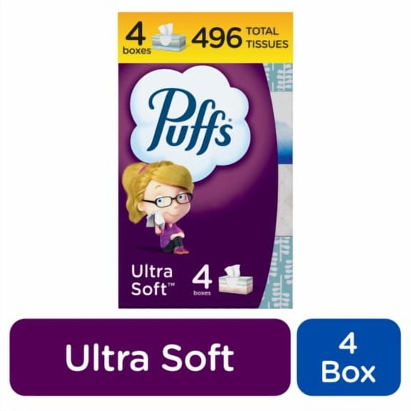 Puffs Ultra Soft Family Facial Tissues 4 pk / 124 ct