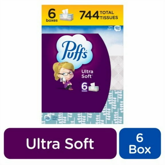 Puffs Ultra Soft Family Facial Tissues 6 pk / 124 ct