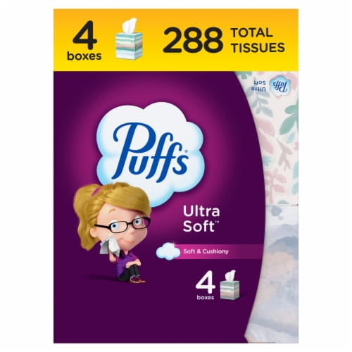 Puffs Ultra Soft Mega Cube Facial Tissues 4 pk / 72 ct - Pack of 2