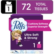 Puffs Ultra Soft Non-Lotion Facial Tissue, 1 Mega Cube Box, 72 Facial Tissues per Box