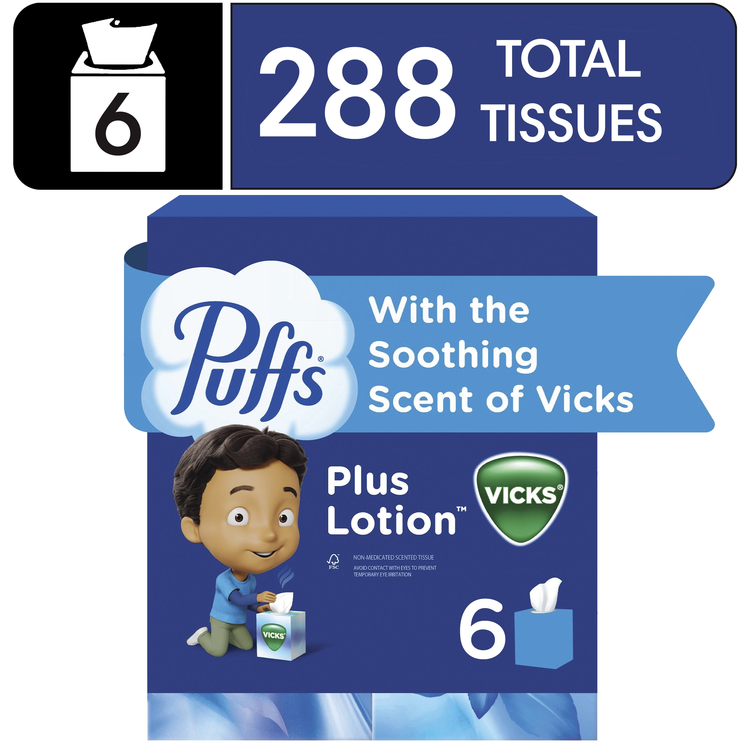 ボディ・フェイスケア Vicky Puffs Plus Lotion Facial Tissues with Vick's Scent, Vapor Nose