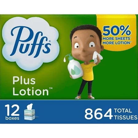 Puffs plus Lotion Facial Tissues (72 Tissues/Cube  12 Mega Cubes)