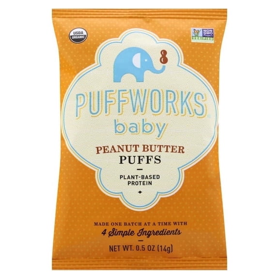 Puffworks Organic Baby Puffs Peanut Butter - 6 Bags Pack of 4