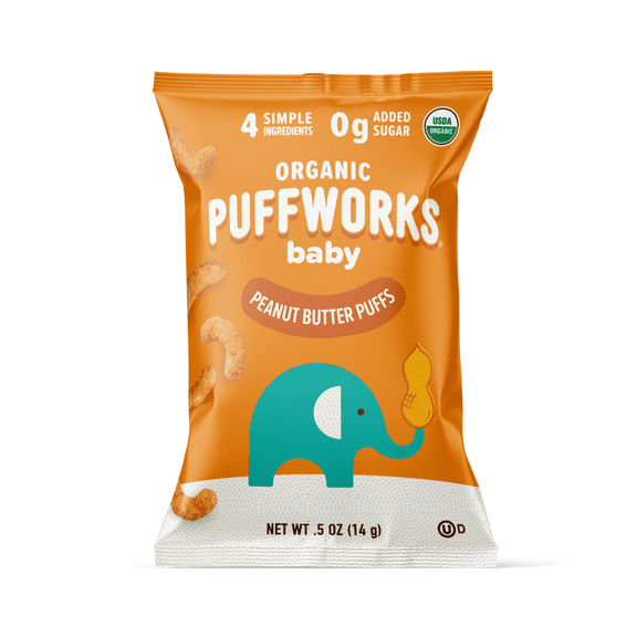 Puffworks baby Organic Peanut Butter Puffs .5 oz, pack of 12