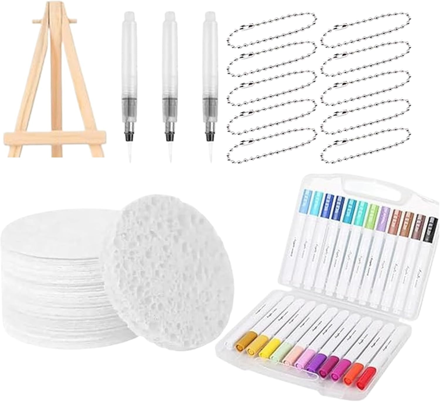 Puffy Art Kit,Magic Puffy Paint Kit- 3D Painting Round Kit with Foam Paper,Markers,Beaded Chains,DIY Bubble Painting Pen Art Supplies for Canvas,Home Decor,Kids Projects,Family Fun