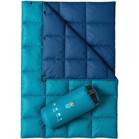 Puffy Blanket for Cold Weather - Down Camping Blanket with Sustainable Insulation, Lightweight & Warm Outdoor Camping Quilt, Water-Resistant, Compact & Packable