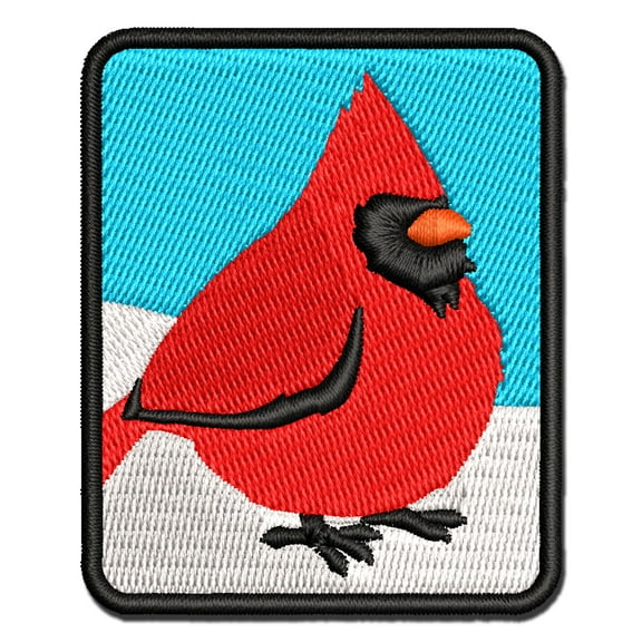 Puffy Cardinal Bird Applique Multi-Color Embroidered Iron-On Patch - 2.0 Inch Mini