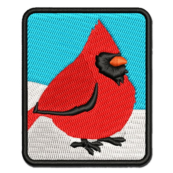 Puffy Cardinal Bird Applique Multi-Color Embroidered Iron-On Patch - 3 Inch Medium