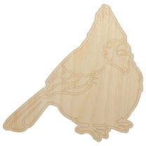 Puffy Cardinal Bird Wood Shape Unfinished Piece Cutout Craft DIY Projects - 4.70 Inch Size - 1/8 Inch Thick