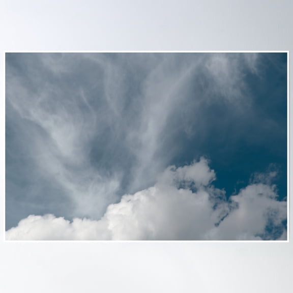 Puffy Clouds Background Sky Cloudscape Nature Poster Wall Art, Modern Wall Decor, 8x12 UNFRAMED