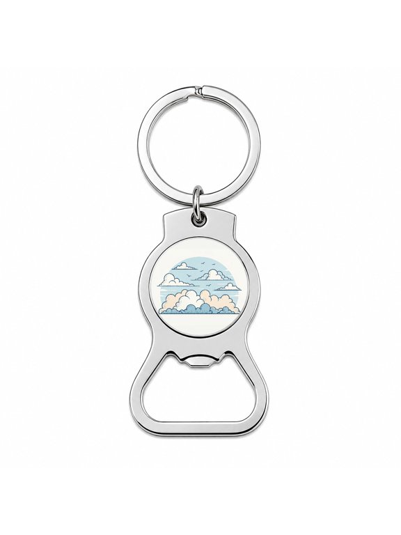 Puffy Clouds Minimalist Cute Sky Portable Bottle Opener Metal Keychain