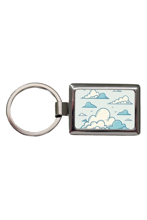 Puffy Clouds Minimalist Style Metal Rectangle Keychain