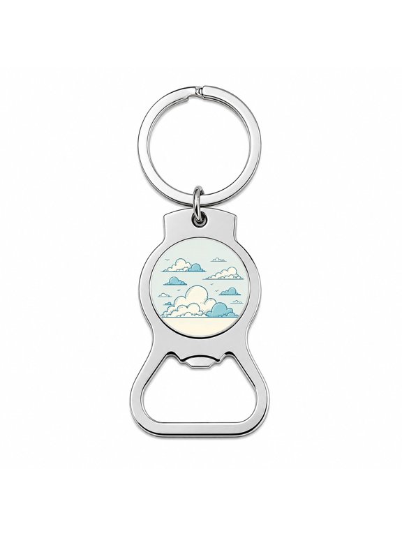 Puffy Clouds Minimalist Style Portable Bottle Opener Metal Keychain