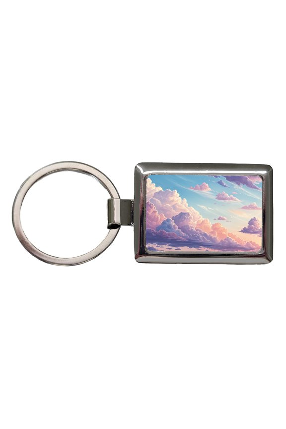 Puffy Clouds Pastel Sky Stunning Metal Rectangle Keychain