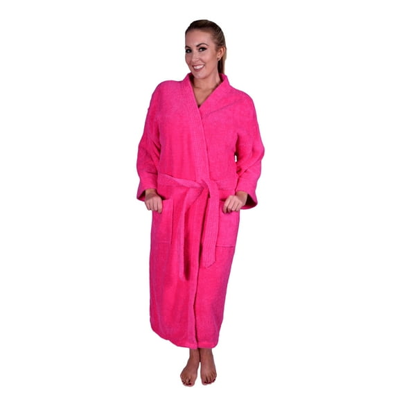 Puffy Cotton Adult Unisex Kimono Bath Robe 100% Natural Soft Cotton - Hot Pink