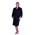thumbnail image 1 of Puffy Cotton Adult Unisex Waffle Kimono Bath Robe 100% Natural Soft Cotton - Black, 1 of 6