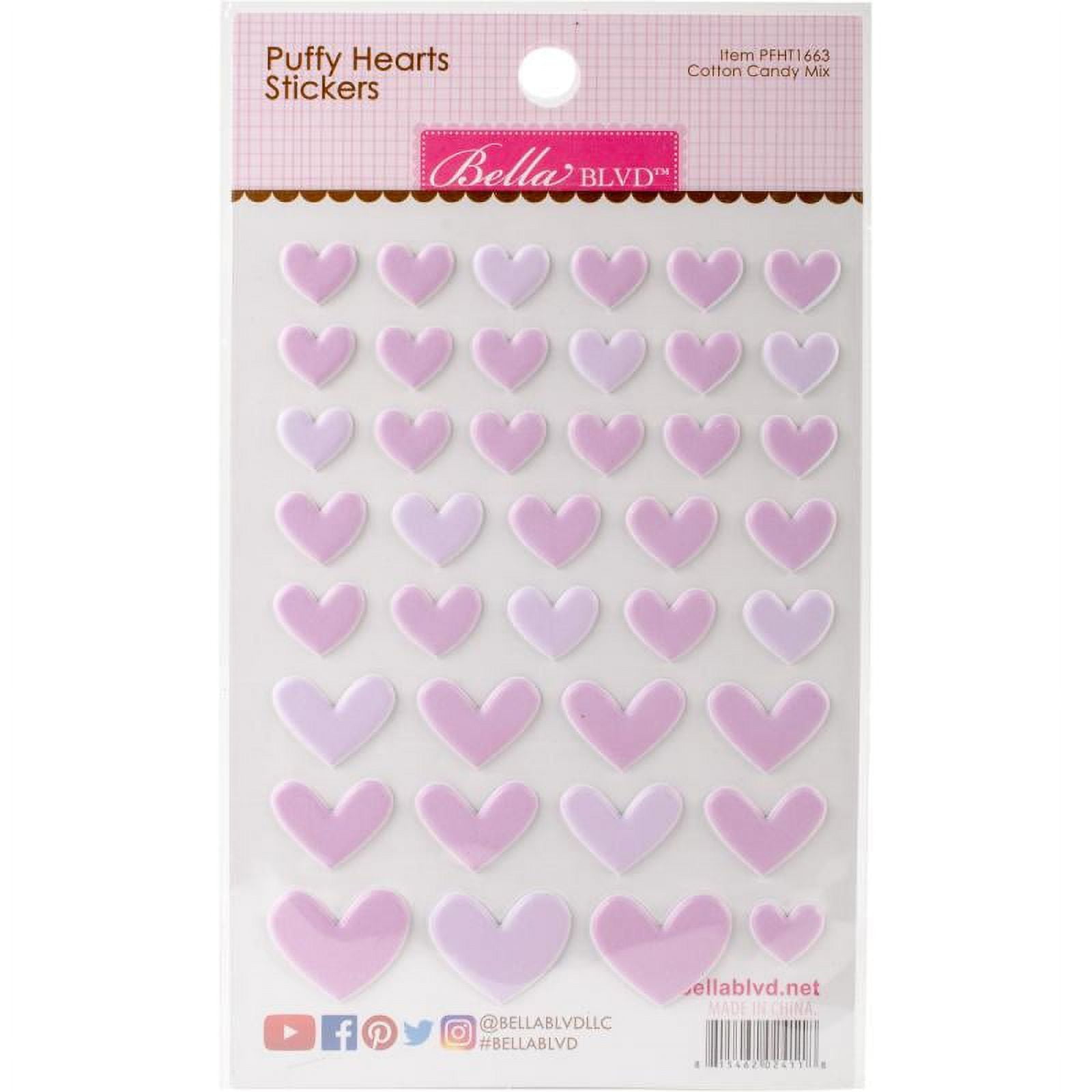Puffy Heart Stickers - Cotton Candy Mix 