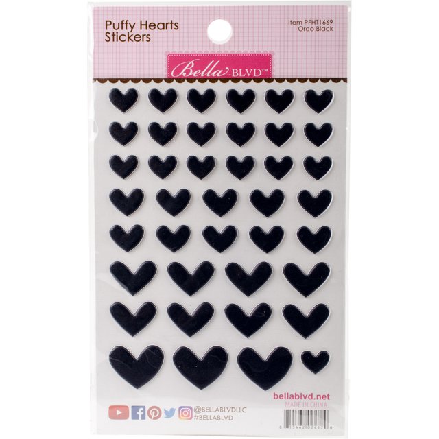Puffy Heart Stickers Oreo Black