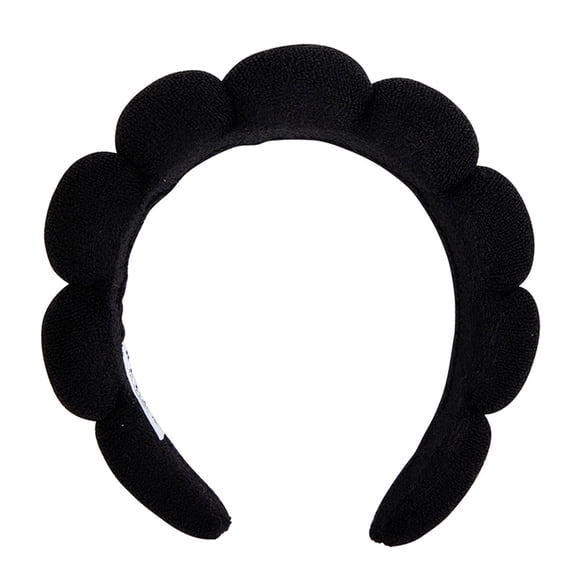 Puffy Makeup Headband, Skin Care Sponge Spa Headband for Washing Face, Black R0783