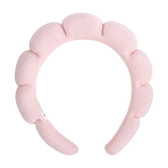 Puffy Makeup Headband, Skin Care Sponge Spa Headband for Washing Face, Light Pink R0780