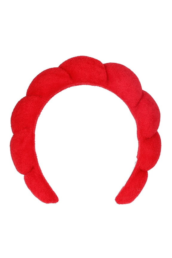 Puffy Makeup Headband, Skin Care Sponge Spa Headband for Washing Face, Red T2005