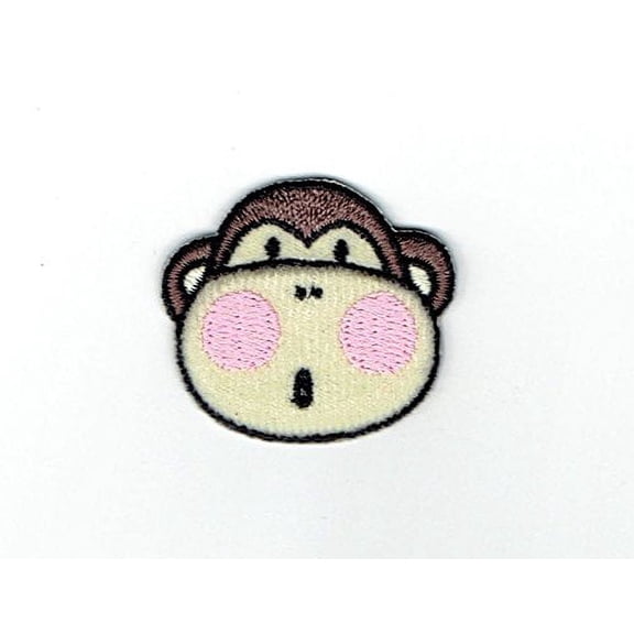 Puffy Monkey Face - Small - Iron on Applique/Embroidered Patch
