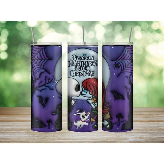 Puffy Paint style 3D Charachter Tumbler 20 oz skinny tumbler themed cup. Insulated steel, themed cup
