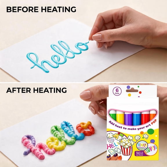 Puffy Pens,Puffy Paint,Magic Puffy Pens 6 PCS | Puffy Bubble Pen Puffy 3D Art Safe Pen,Magics Colour DIY Bubble Drawing Pens for Greeting Birthday(1pc)