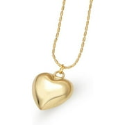 Puffy Puffed Heart Necklace   14K Gold Plated Heart Chain with Charm, Hypoallergenic and Water-Resistant, Tarnish-Free Necklace, Elegant Chain Pendant Heart Necklace for Women