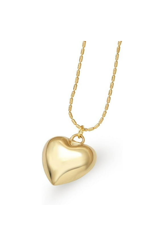 Puffy Puffed Heart Necklace 14K Gold Plated Heart Chain with Charm, Hypoallergenic and Water-Resistant, Tarnish-Free Necklace, Elegant Chain Pendant Heart Necklace for Women