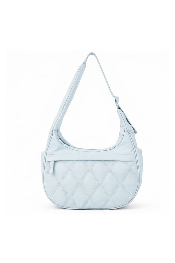 Puffy Quilted Tote Bag for Women, Soft Nylon Crossbody Bag with Zipper Pockets, Large Lightweight Carryall Hobo Handbag for Work Travel School, Gift Idea