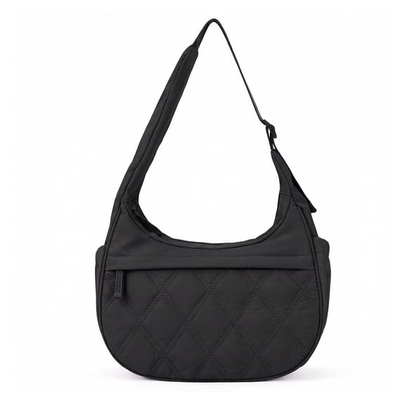 DEFAHN Puffy Quilted Tote Bag for Women, Soft Nylon Crossbody Bag with Zipper Pockets, Large Lightweight Carryall Hobo Handbag for Work Travel School, Gift Idea