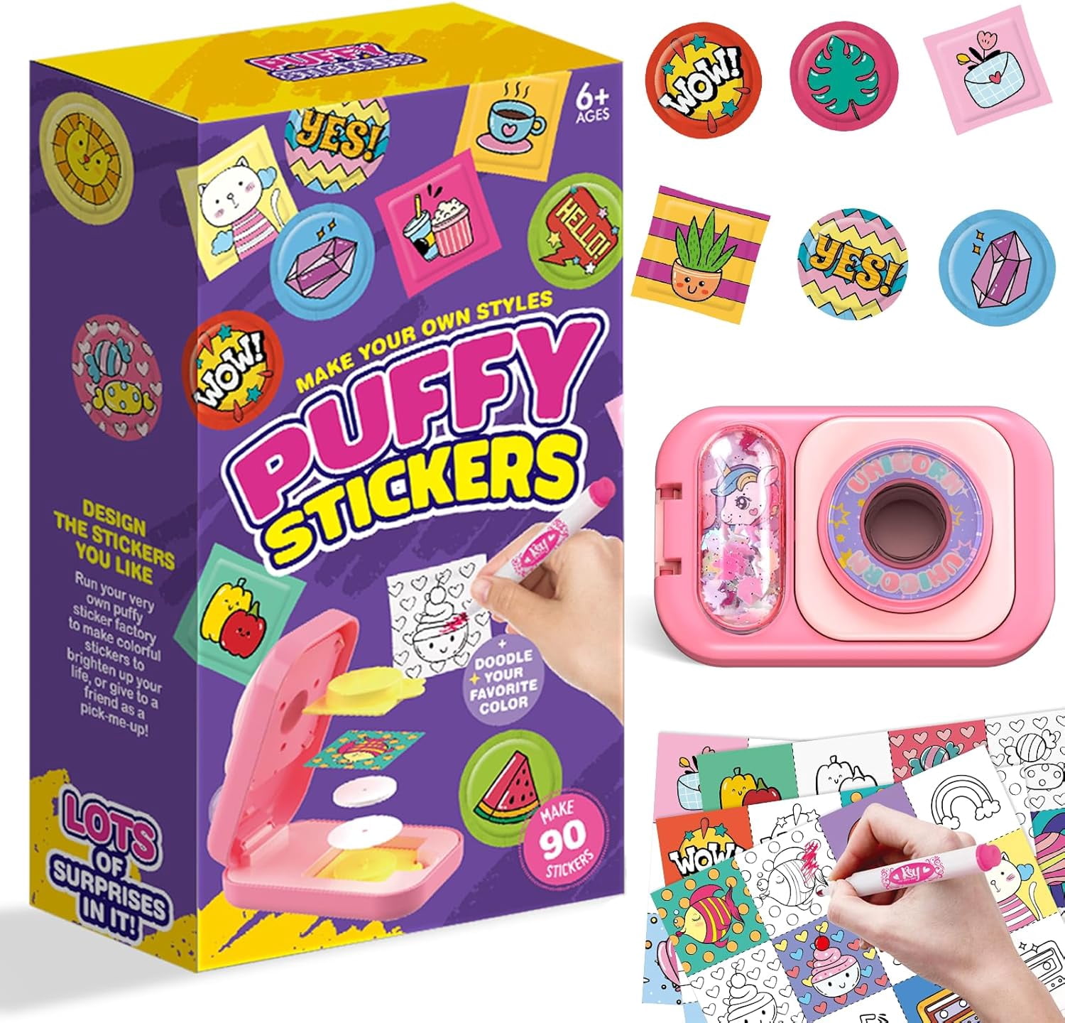 Puffy Sticker Maker Kit for Kids - Make Your Own 3D Stickers Ages 6-10 ...
