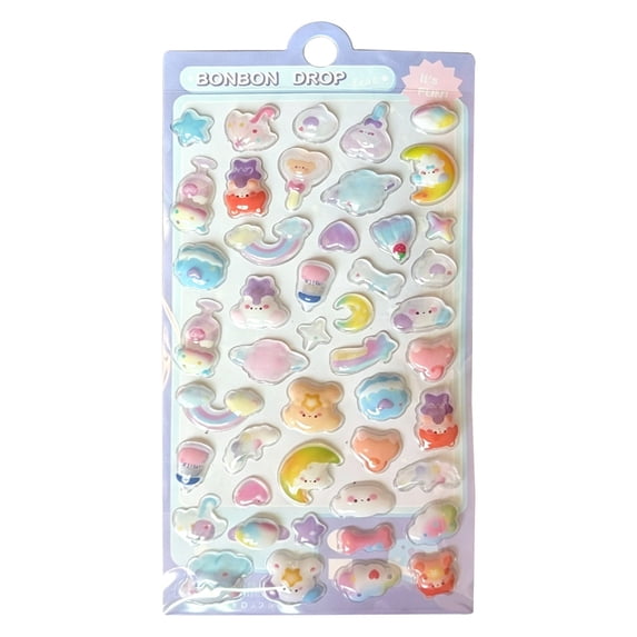 Puffy Stickers Cute 3D Puffy Stickers Kawaii Resin Animal Cartoon Sticker, Tiny DIY Stickers for Scrapbooks Laptops Water Bottles StyleM