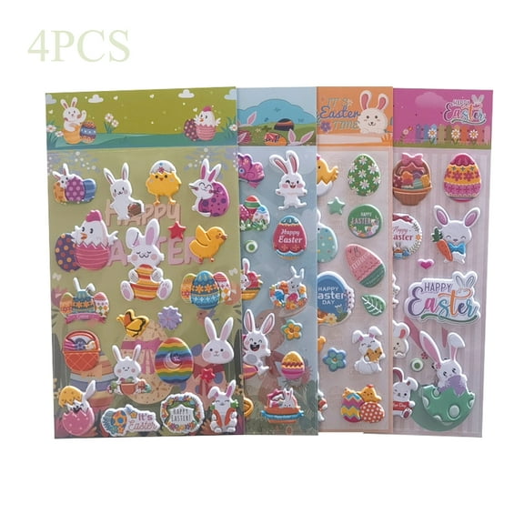 Puffy Stickers Easter Stickers 4sheets Cute 3d Rabbit/Egg/Carrots for Gifts Party Favors Supplies