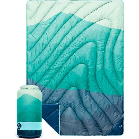 Puffy Throw Blanket for Camping and Outdoors, Seascape Ridge Mountains