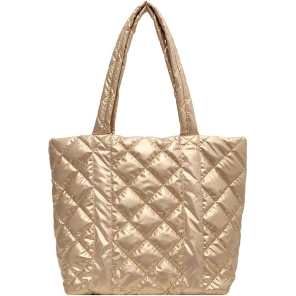 Puffy Tote Bags for Women Quilted Shoulder Bag Large Capacity Puffer Hobo Handbag Lightweight Crossbody Bag