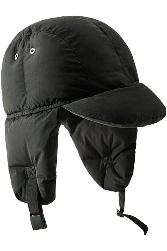 Puffy Trapper Hat with Earflap Down Beanie Hats for Men Women Lightweight Warm Riding Hat Puffer Balaclava Caps