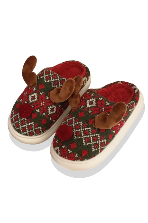 Puffy Womens Christmas Slippers Cute Christmas Themed Home Slippers Soft Comfy Indoor Outdoor Warm Winter Shoes Women's Men's Fashion Footwear #10 Red & Size 7.5