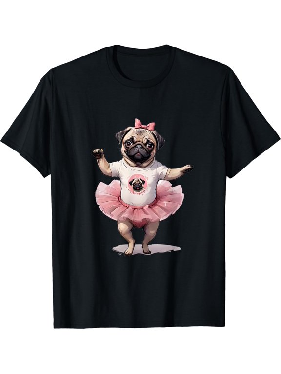 Pug Ballet Star Ballerina Dance Graphic T-Shirt Size S-5XL