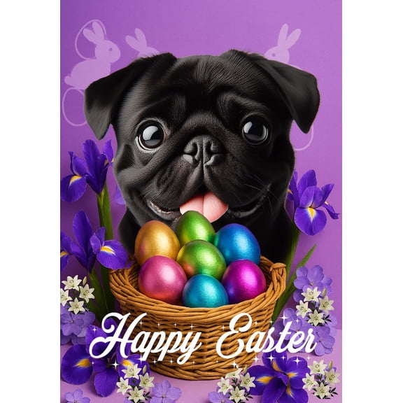 Pug Black - Best of Breed Easter Holiday Outdoor Garden Flag 12" x 17" Mailbox Flag Dog Flag