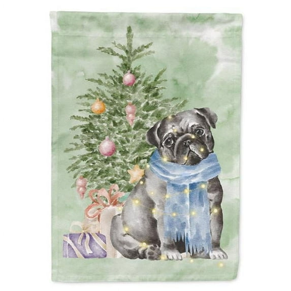 Christmas Black Pug Flag Garden Size
