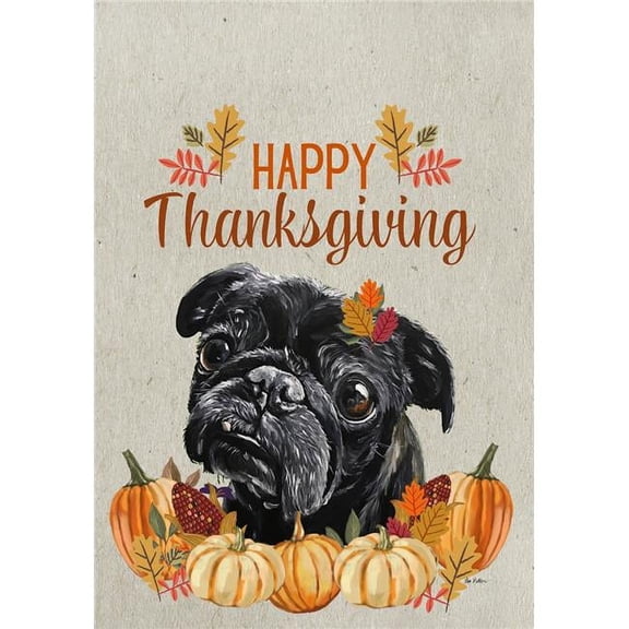 Pug Black - HHS Best of Breed Thanksgiving Garden Flag