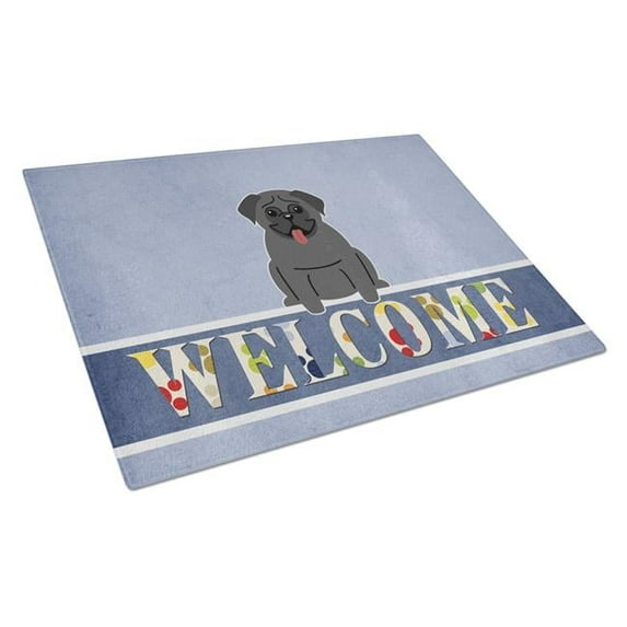 Pug Black Welcome Glass Cutting Board - Large