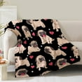 thumbnail image 1 of Pug Blanket Gifts for Women Mom Wife Girls Boys Birthday Christmas Valentine Presents Cute Pug Print Theme Decor Home Bedroom Living Room Couch Sofa Kids Adults Soft Cozy Plush Flannel Throws 60"x50", 1 of 6