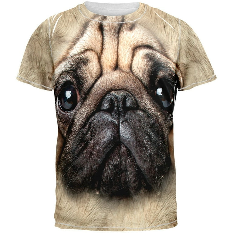 Pug Butt Funny All Over Adult T Shirt Medium